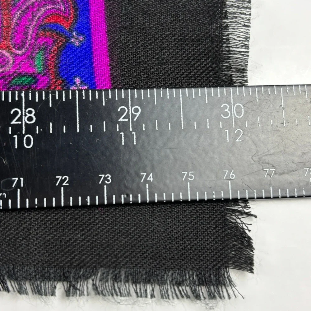 Challis by Berkshire Scarf Womens OS Black Floral Paisley Japan 30in Square Vtg